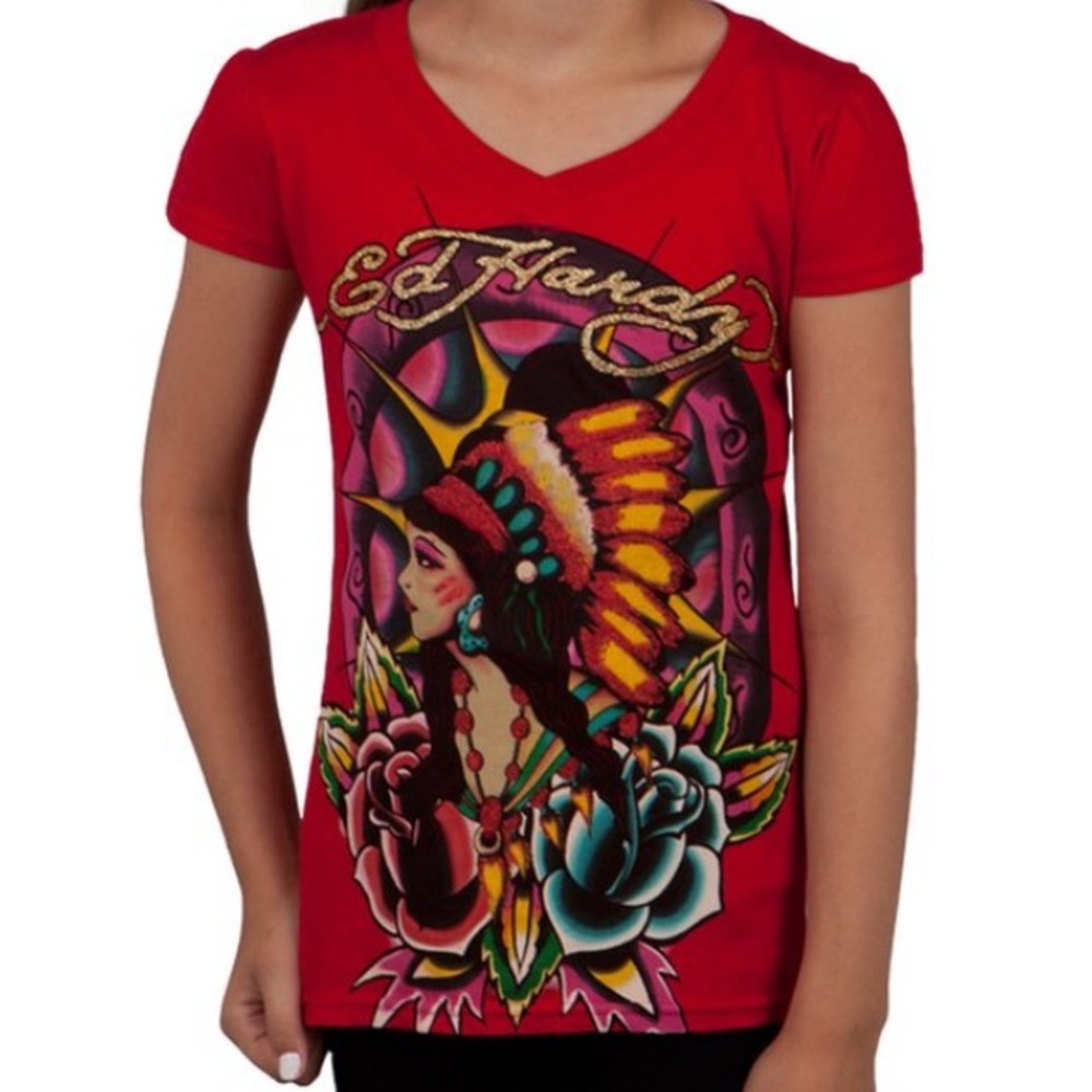 💯 Ed Hardy girls tee NWT